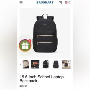 Bagsmart 15.6 Inch School Laptop bakcpack black quilted brand new. retail $30
